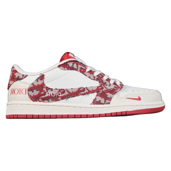 Jordan 1 Low Dior Red Custom New Unisex White